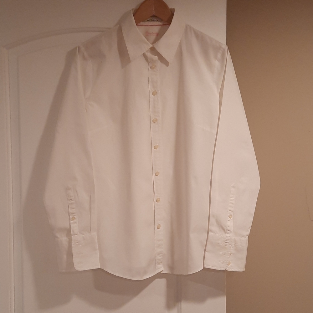 Slimfit White Button Down Blouss